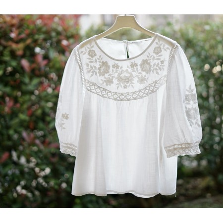 CAMICIA  STILE TIROLESE RICAMATA TG. S it. ZARA