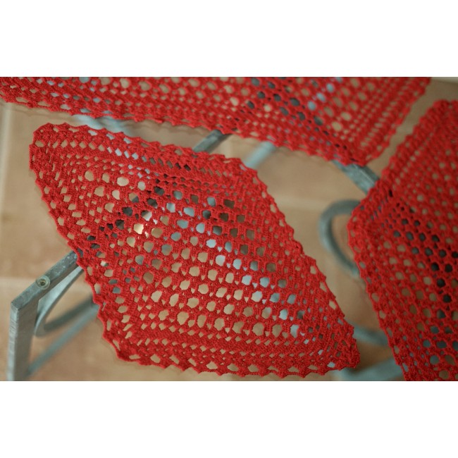 SET 3 CENTRINI REALIZZATI A MANO  ROSSO