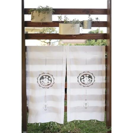3 TENDE RICAMATEA MANO 142x63 cm ca.
