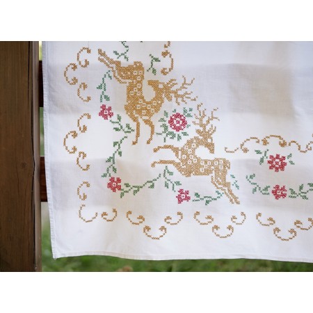 ANTICA TOVAGLIA  RICAMATA A MANO 125x125 cm ca.