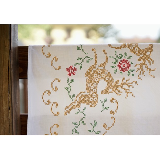 ANTICA TOVAGLIA  RICAMATA A MANO 125x125 cm ca.