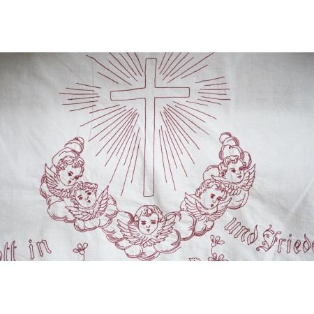 ANTICA TOVAGLIA DA ALTARE / TENDINA RICAMATA A MANIO 118x69cm