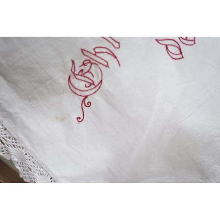 ANTICA TOVAGLIA DA ALTARE / TENDINA RICAMATA A MANIO 118x69cm