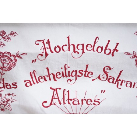 ANTICA TOVAGLIA DA ALTARE / TENDINA RICAMATA A MANIO 140x75cm