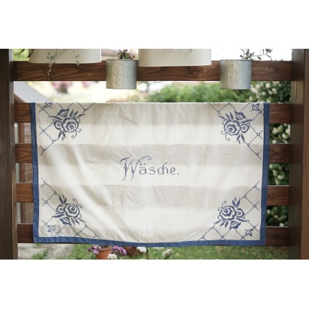 ANTICO RICAMO primi '900 TENDINA 110x74 cm "Wasche"