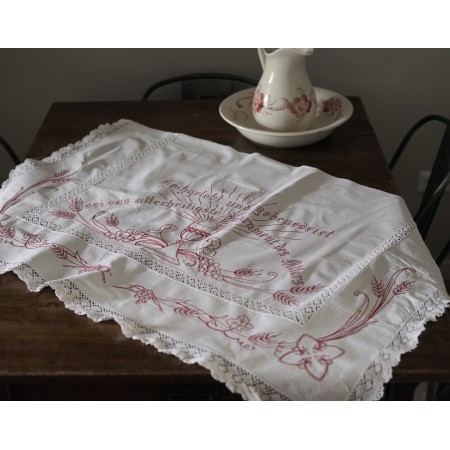ANTICA TOVAGLIA DA ALTARE / TENDINA RICAMATA A MANIO 110x75cm