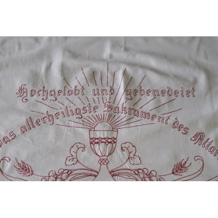 ANTICA TOVAGLIA DA ALTARE / TENDINA RICAMATA A MANIO 110x75cm