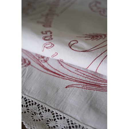 ANTICA TOVAGLIA DA ALTARE / TENDINA RICAMATA A MANIO 110x75cm