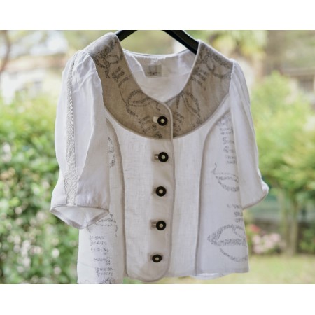 CAMICIA  STILE TIROLESE  TG. 46/48 it. circa LINO Spieth&Wensky