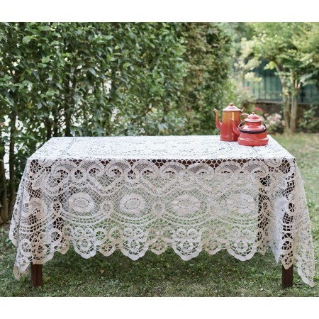 ANTICA TOVAGLIA REALIZZATA A MANO A TOMBOLO 220x180cm
