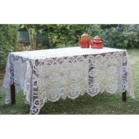 ANTICA TOVAGLIA REALIZZATA A MANO A TOMBOLO 220x180cm
