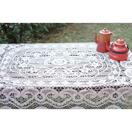 ANTICA TOVAGLIA REALIZZATA A MANO A TOMBOLO 220x180cm