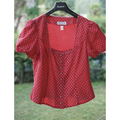 CAMICIA ROSSA STILE TIROLESE  TG. 48/50 it. circa