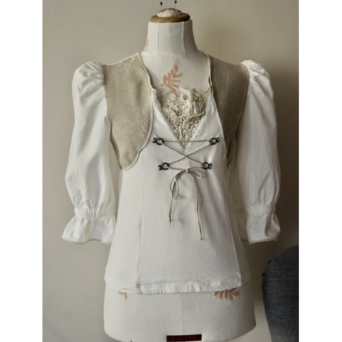 CAMICIA STILE TIROLESE Donna TG. S 40/42 it. circa Landhaus