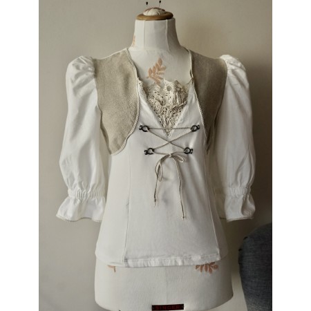 CAMICIA STILE TIROLESE Donna TG. S 40/42 it. circa Landhaus