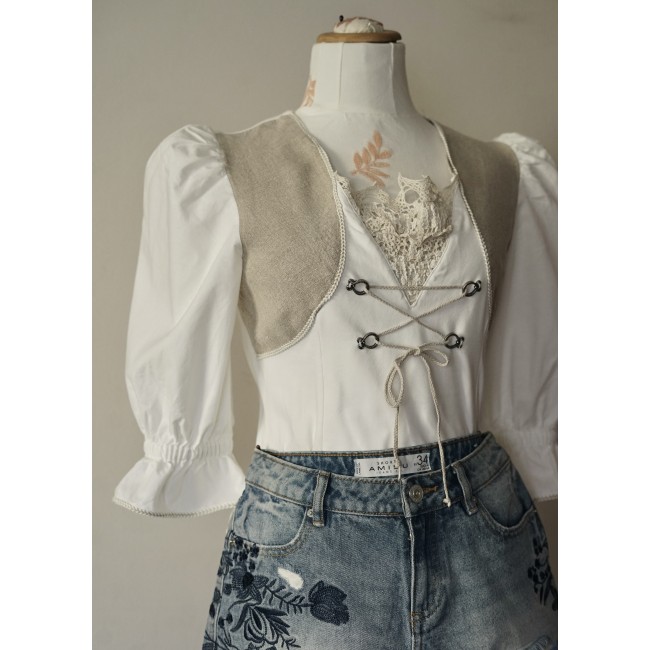 CAMICIA STILE TIROLESE Donna TG. S 40/42 it....