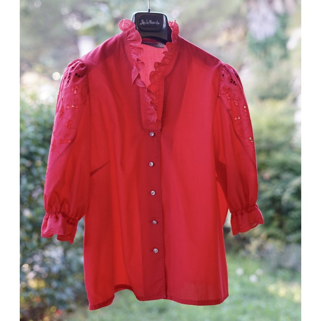 CAMICIA STILE TIROLESE ROSSA  TG. 50/52 it....