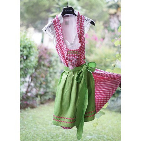 ABITO STILE TIROLESE tg. 36 it.  DIRNDL ROSA / VERDE