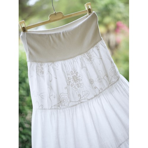 GONNA BIANCA COTONE ESTIVA A BALZE  tg.XS 2