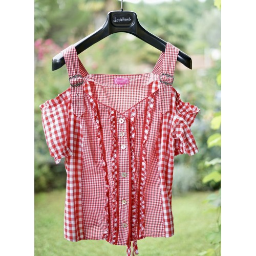 CAMICIA STILE TIROLESE  TG. 50/52 it. QUADRETTI ROSSI