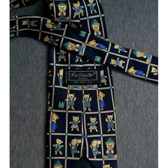 CRAVATTA " Orsetti"  VINTAGE  SETA 100% Raffaello