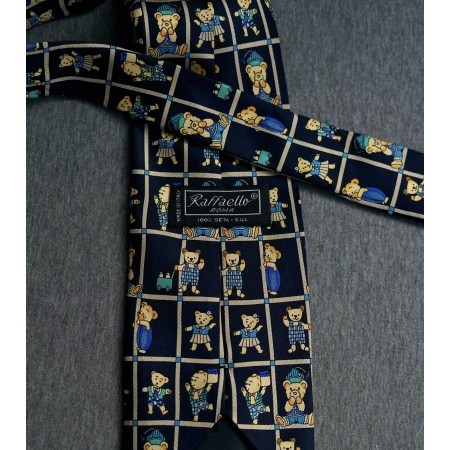 CRAVATTA " Orsetti"  VINTAGE  SETA 100% Raffaello