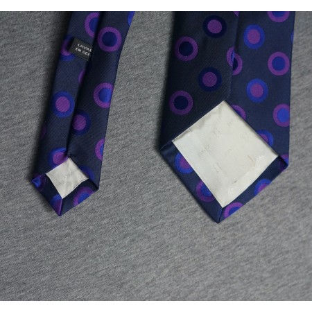 CRAVATTA  VINTAGE  SETA 100% POIS VIOLA