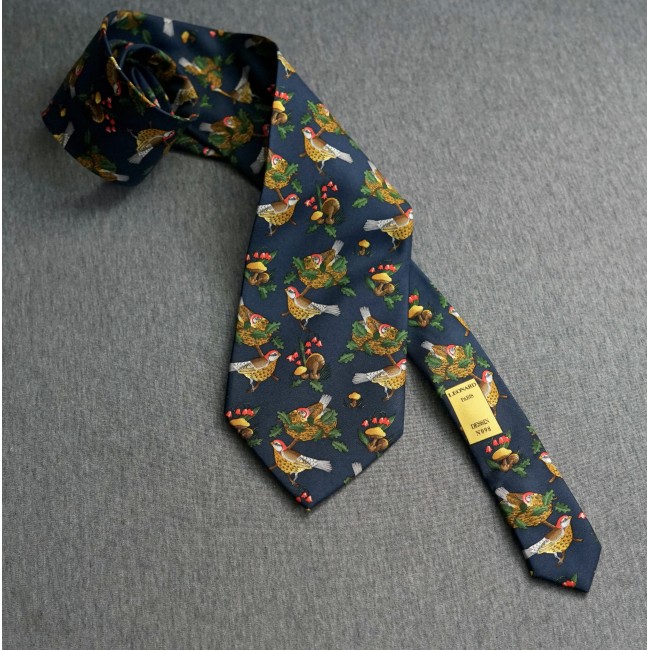 CRAVATTA " Pernici" VINTAGE  SETA 100% Leonard...