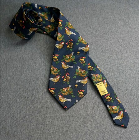 CRAVATTA " Pernici" VINTAGE  SETA 100% Leonard Paris