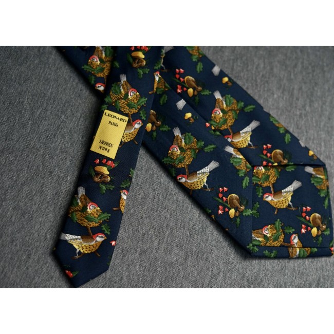 CRAVATTA " Pernici" VINTAGE  SETA 100% Leonard...