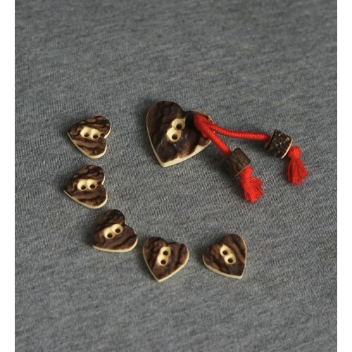 SET 5+1  BOTTONI STILE TIROLESE " Cuore"