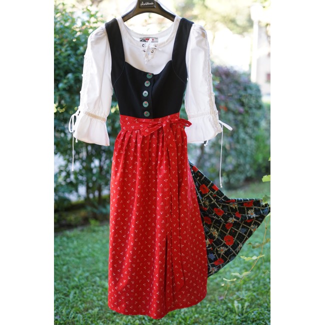ABITO STILE TIROLESE  tg.44 it. Rose Dirndl