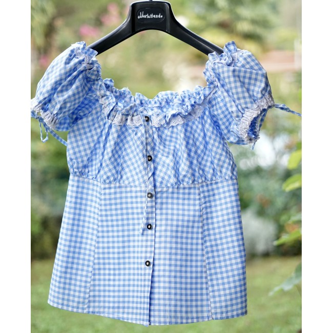 CAMICIA STILE TIROLESE  TG. 44 it. QUADRETTI...