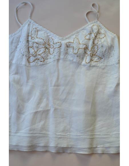 TOP IN LINO CON RICAMI  Tg.44/46 "Per Una"