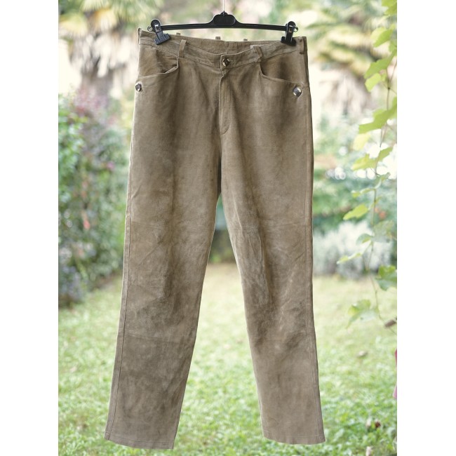 PANTALONI tg. 52 it.  PELLE STILE TIROLESE...