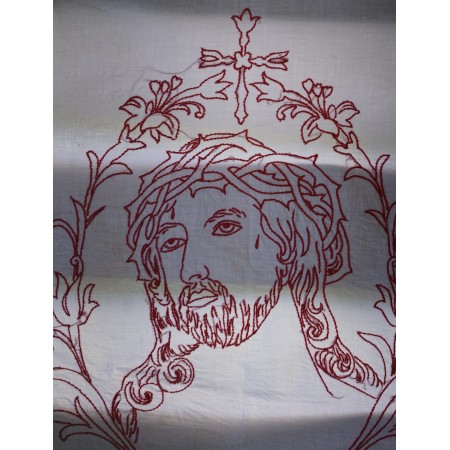 ANTICA TOVAGLIA DA ALTARE / TENDINA RICAMATA A MANIO 100x80cm