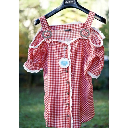 CAMICIA STILE TIROLESE  TG. 52/54 it. QUADRETTI ROSSI
