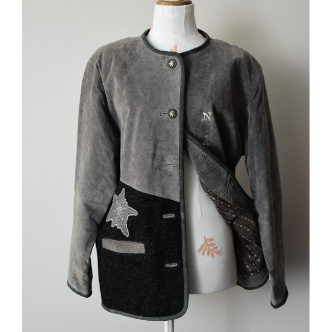 GIACCA GIACCONE '90 LANA PELLE STILE TIROLESE...