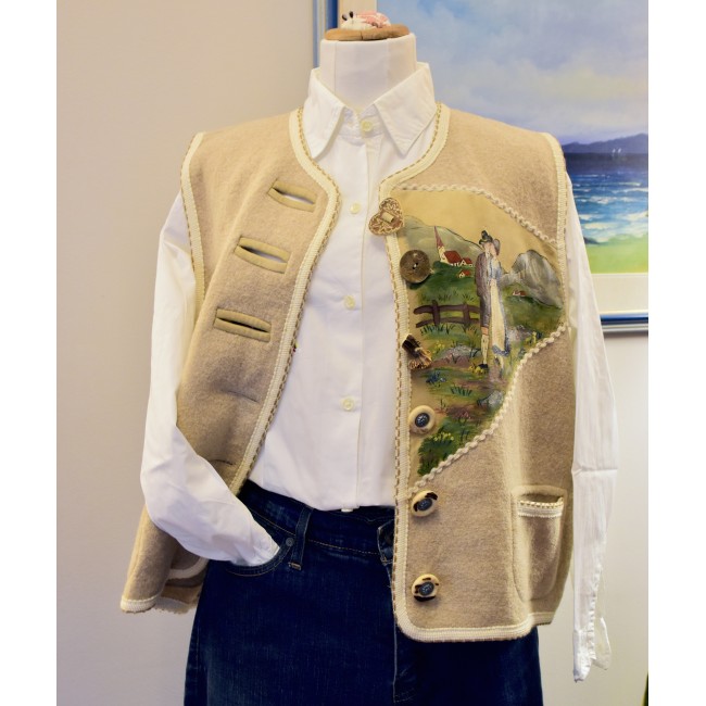 GILET  tg.46/48  DONNA TIROLESE LANA  Muncher...