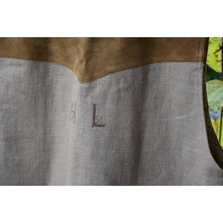 GILET  Tg.52 it. circa UOMO TIROLESE LINO e PELLE