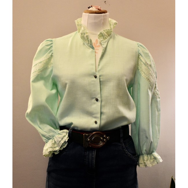 CAMICIA STILE TIROLESE  tg 44 it. CON PIZZO...