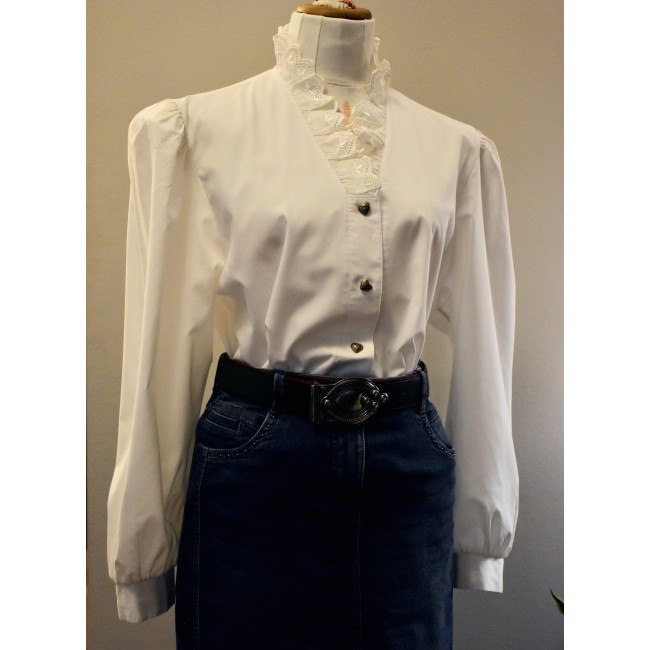 CAMICIA STILE TIROLESE  tg 46/48 it. CON PIZZO