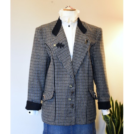 GIACCA BLAZER '80/'90 LANA STILE TIROLESE tg.44/46 it. Vintage donna