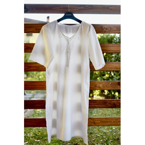 ANTICA  CAMICIA DA NOTTE RICAMATA A MANO Monogramma