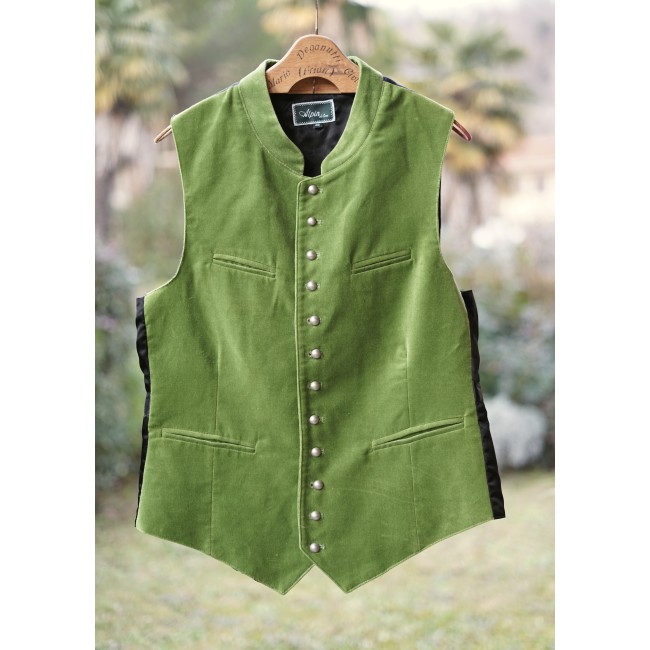 GILET UOMO Vintage Tg. 48 velluto verde Alpin