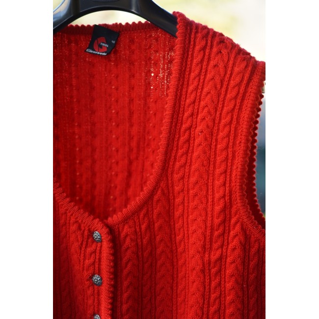 GILET ROSSO tg. 48  DONNA TIROLESE Giesswein