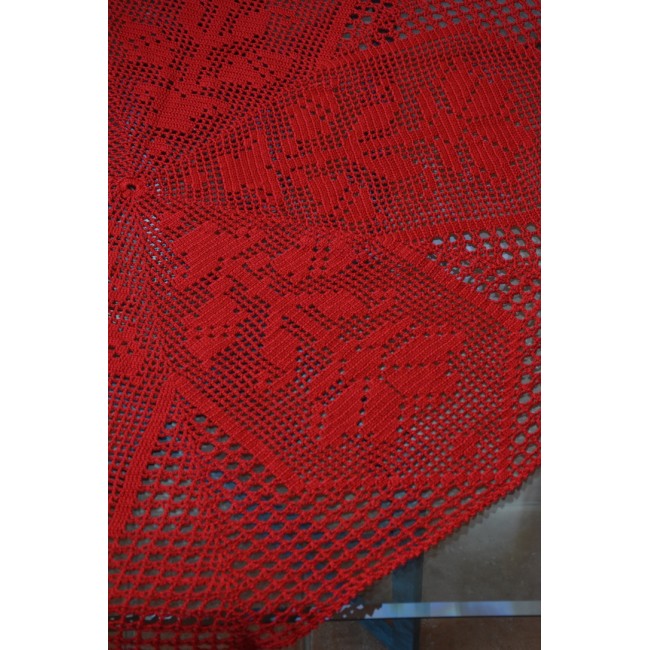 TOVAGLIETTA  ROSSA NATALIZIA AD UNCINETTO diam....