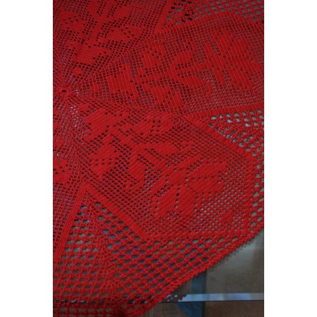 TOVAGLIETTA  ROSSA NATALIZIA AD UNCINETTO diam. 80 cm