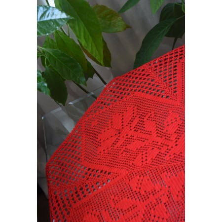 TOVAGLIETTA  ROSSA NATALIZIA AD UNCINETTO diam. 80 cm