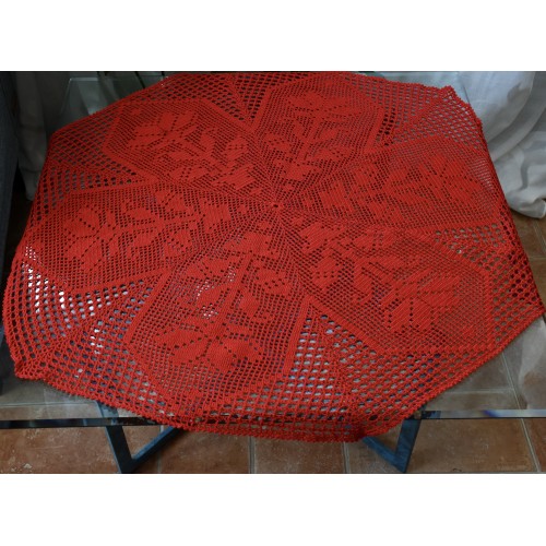 TOVAGLIETTA  ROSSA NATALIZIA AD UNCINETTO diam. 80 cm